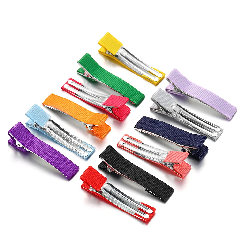 Hair Clip Blanks Colorful Fabric Base HairClips Webbing Hairpins Craft Supplies