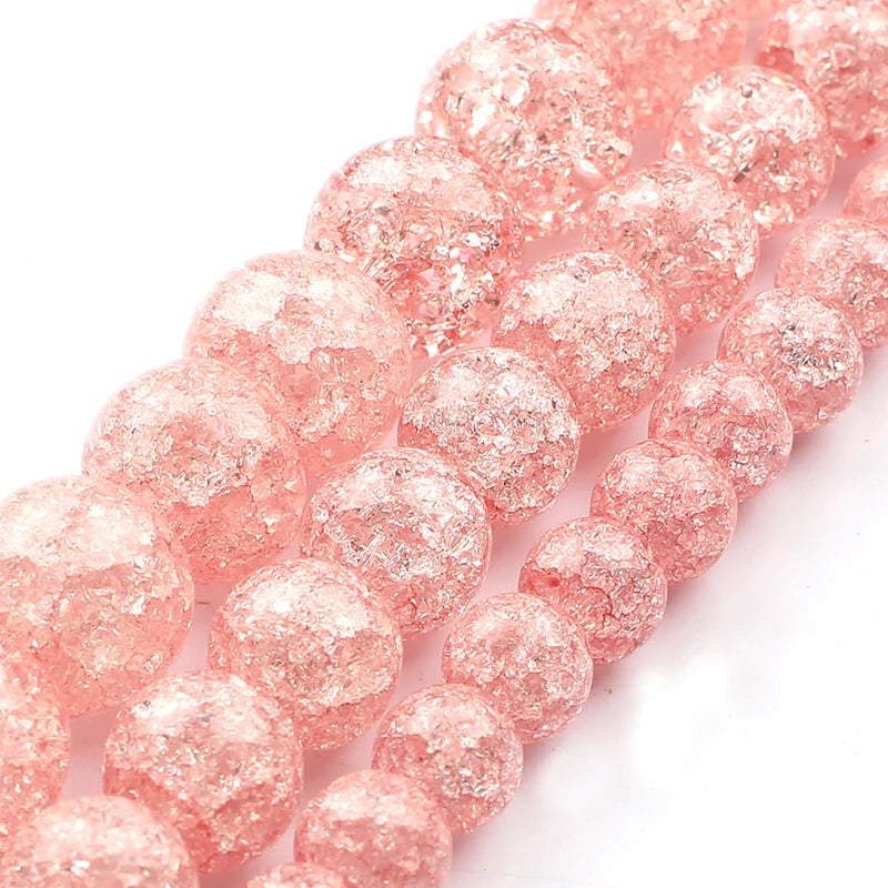 Stone Beads Round Multicolor Cracked Quartz-Style for DIY Jewelry Making