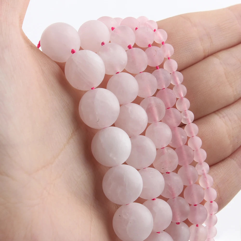 Stone Beads Matte Round Morganite Agate Tiger Eye Styles for DIY Jewelry Making