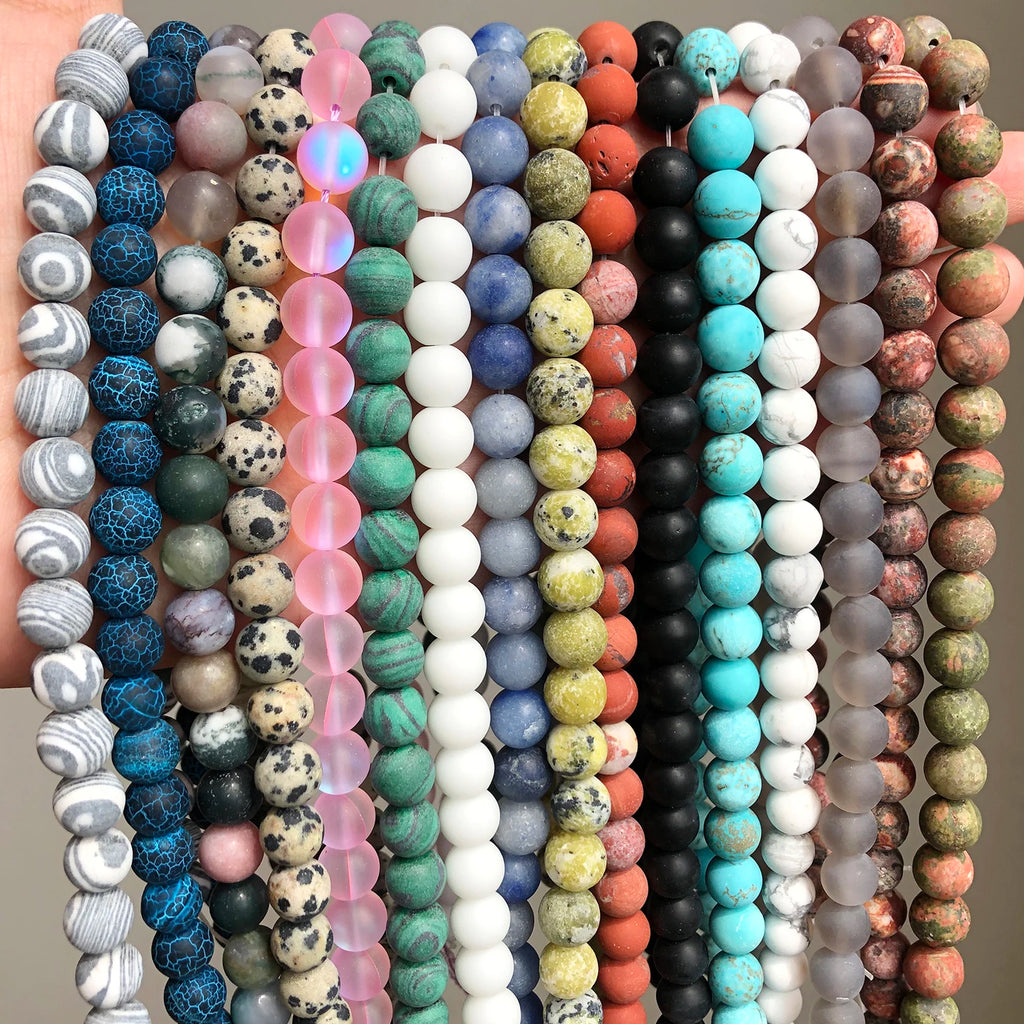 Stone Beads Matte Round Morganite Agate Tiger Eye Styles for DIY Jewelry Making