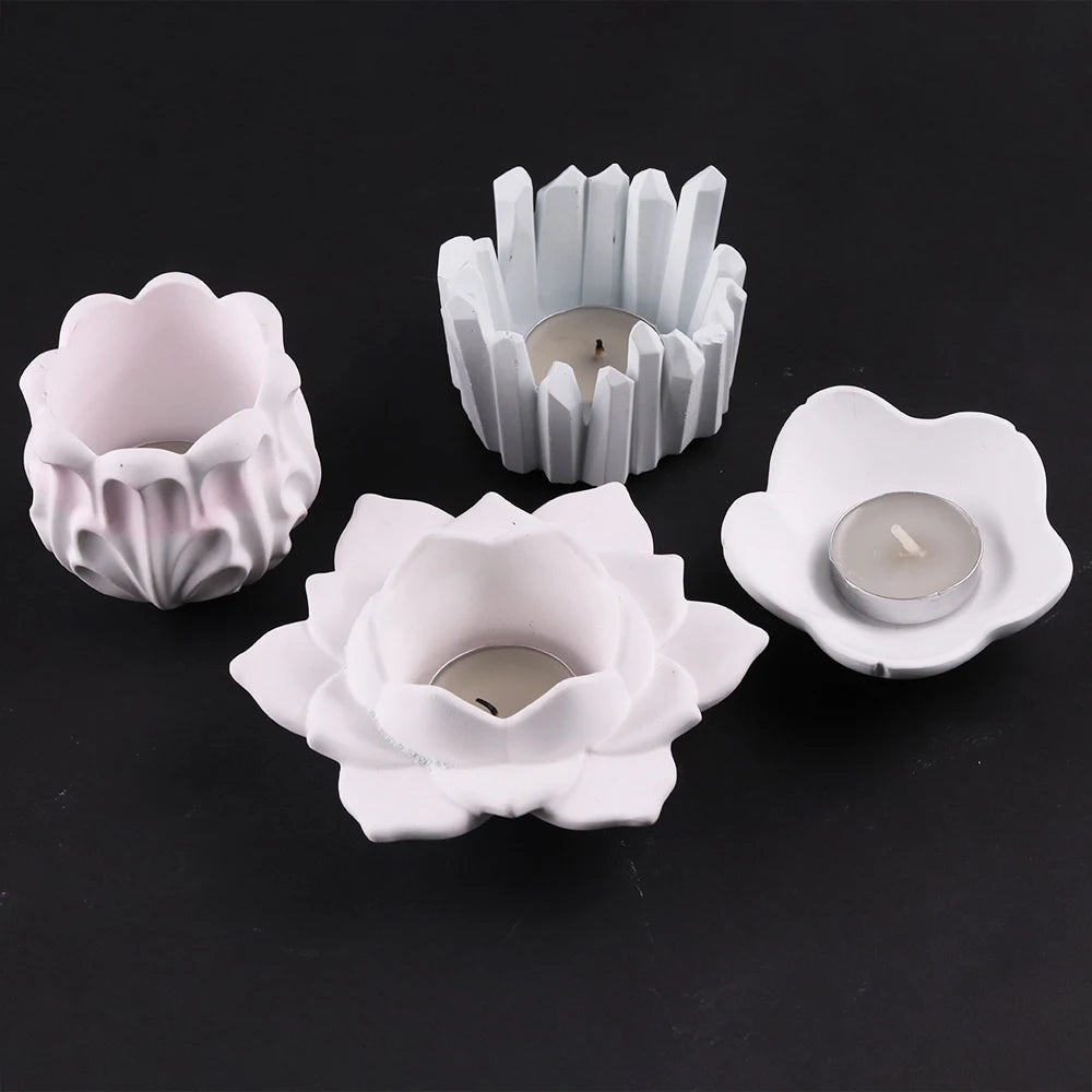 3D Lotus Candlestick Silicone Mold for DIY Planter Storage Box Craft Making Concrete Resin Plaster Mould Candle Holder Mold Tool