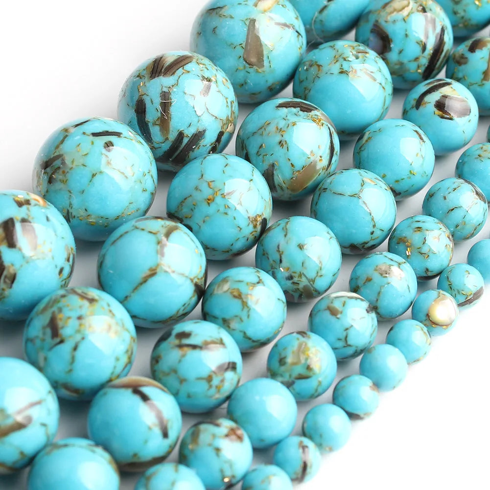 Stone Beads White Howlite-Style Gold-Tone Details for DIY Jewelry Making