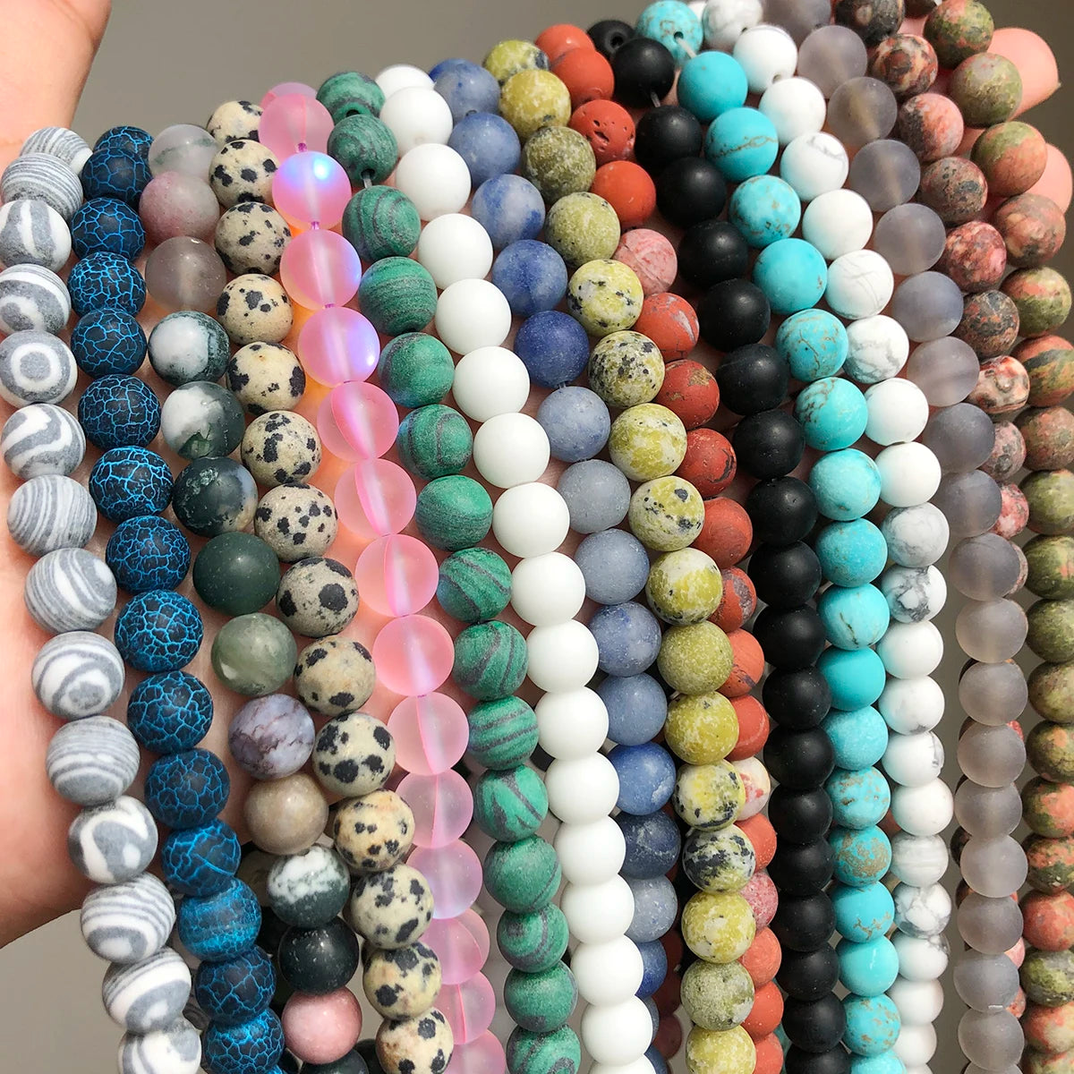 Stone Beads Matte Round Morganite Agate Tiger Eye Styles for DIY Jewelry Making