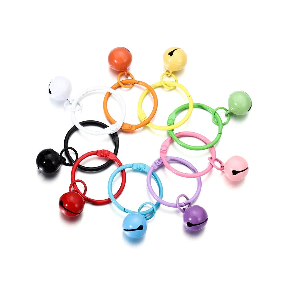 Keychain Findings Colorful Key Rings Circle With Bell Pendant DIY Jewelry Making