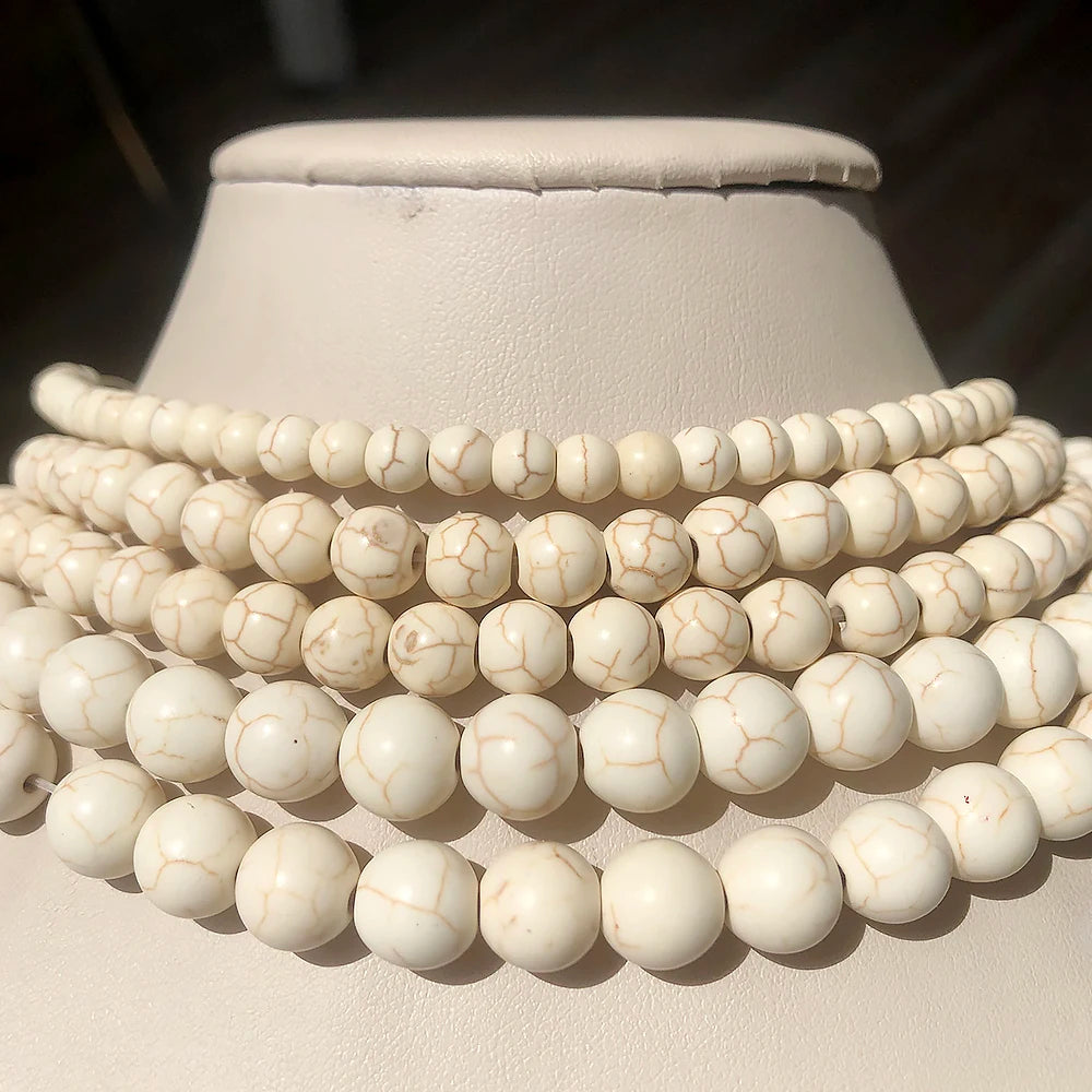 Stone Beads White Howlite-Style Round Spacers for DIY Jewelry Making Craft Beads