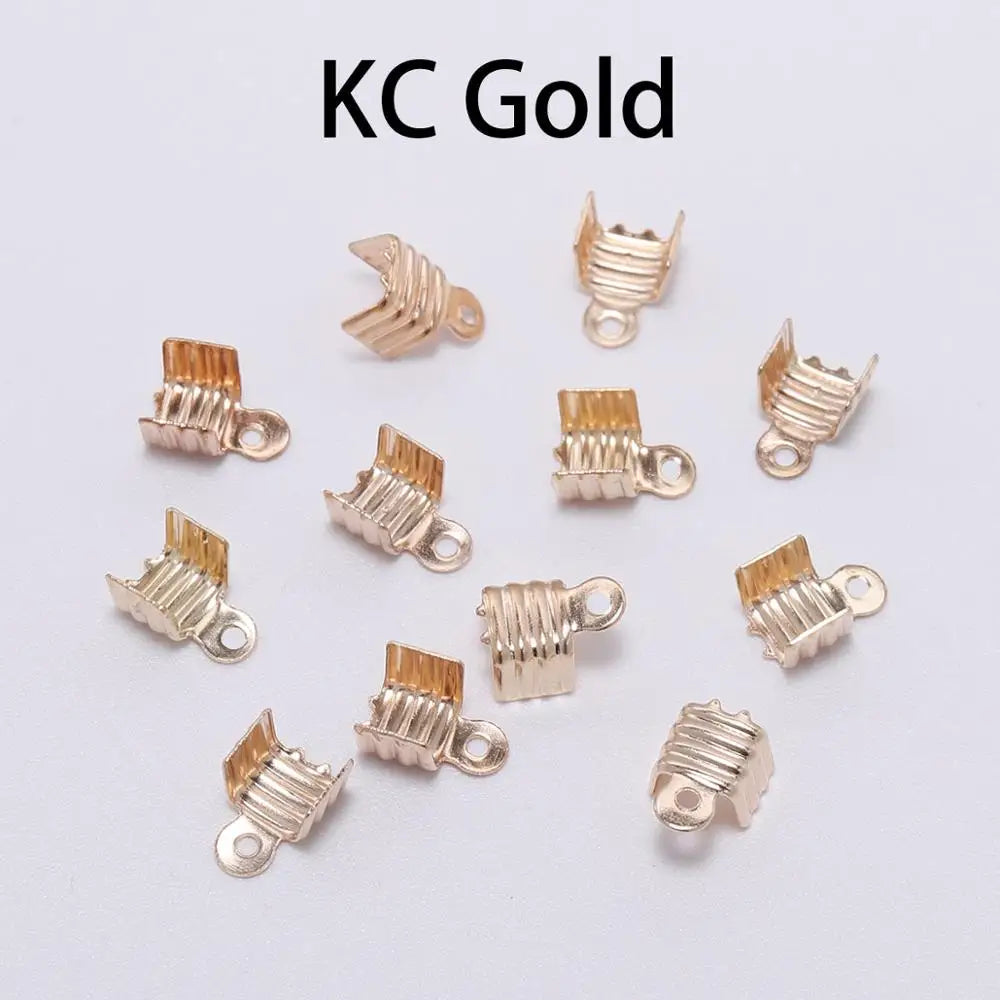 Cord End Caps Metal Crimp Necklace Connectors DIY Jewelry Making Craft Supplies
