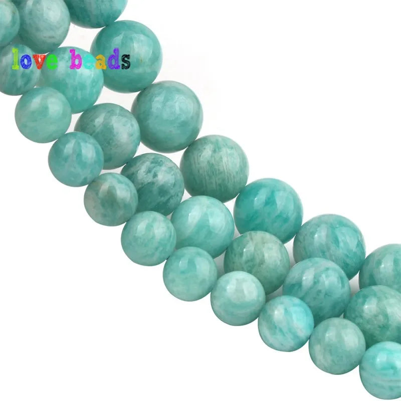 Stone Beads gem amazonite round strand for DIY Jewelry Making Bracelet Supplies