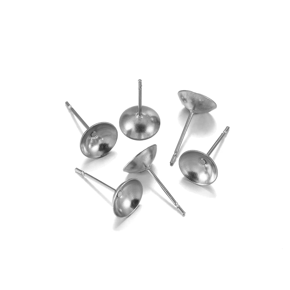 Earring Components Stainless Steel Settings Cabochon Bezel Trays Craft Supplies