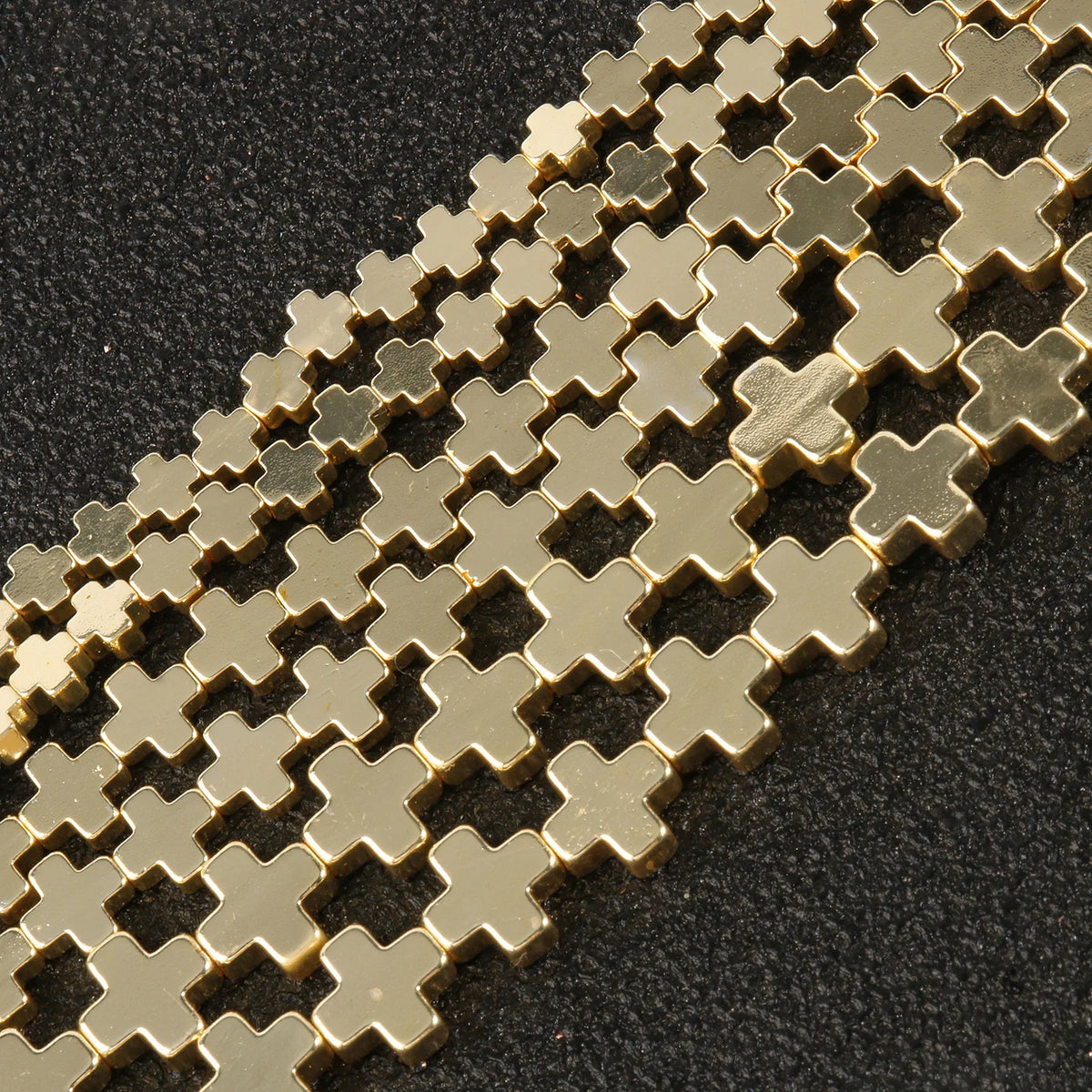 Stone Beads Gold-Tone Hematite-Style Cross Star Heart for DIY Jewelry Making