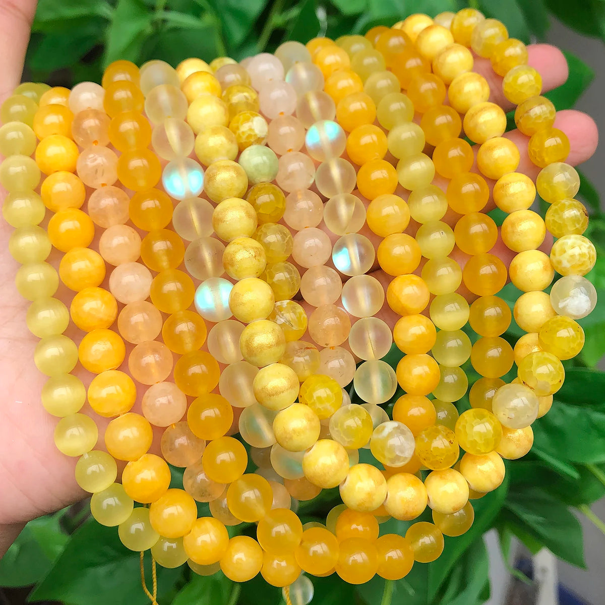 Stone Beads Round Yellow Jade Agate Hematite Styles for DIY Jewelry Making