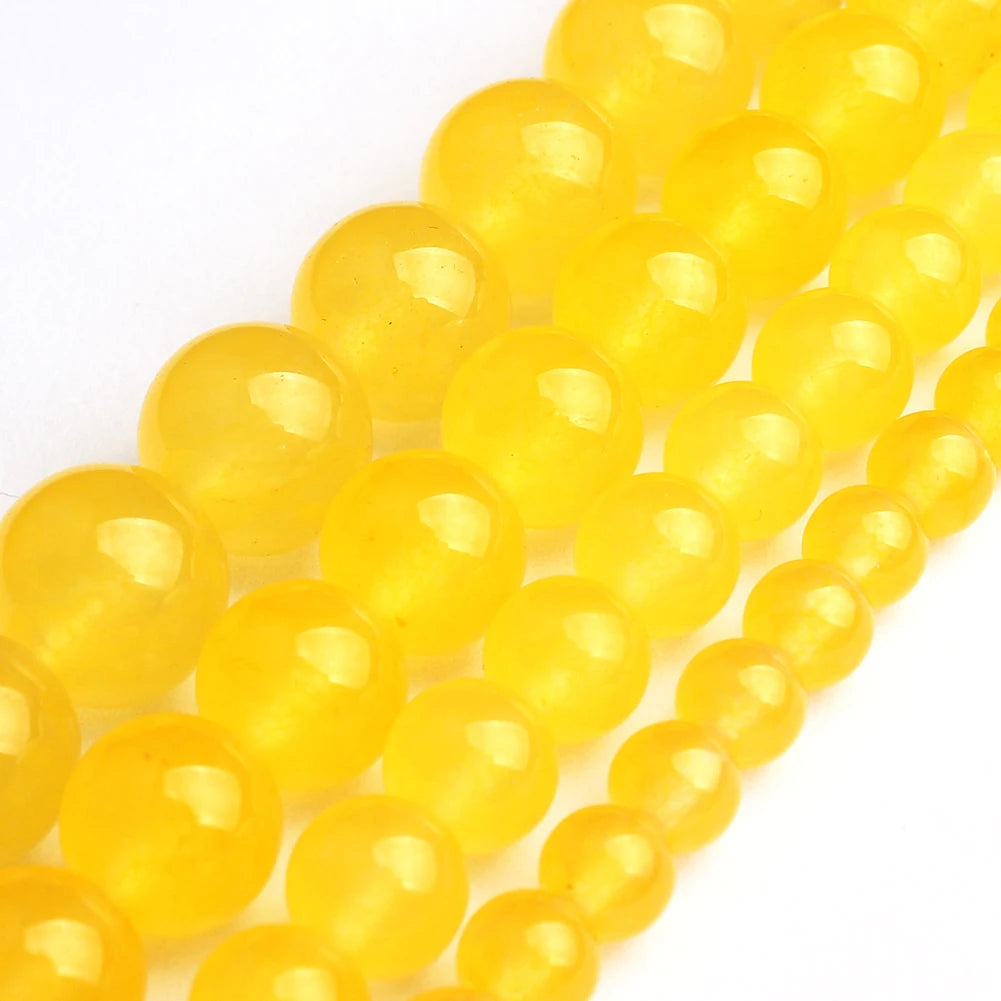 Stone Beads Round Yellow Jade Agate Hematite Styles for DIY Jewelry Making