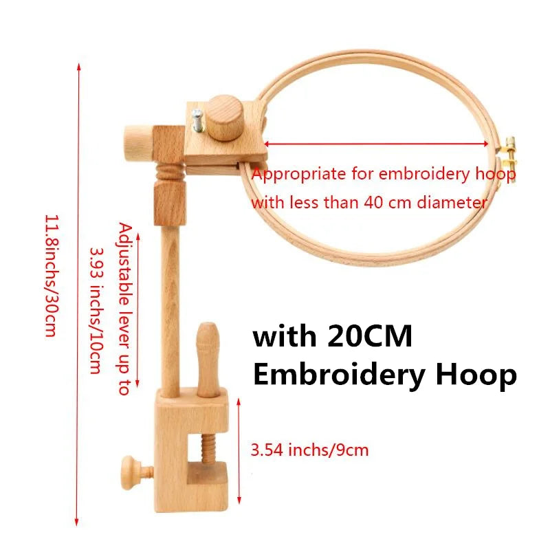 Embroidery Hoop Stand, Rotating Wooden Desktop Rack for Cross-Stitch