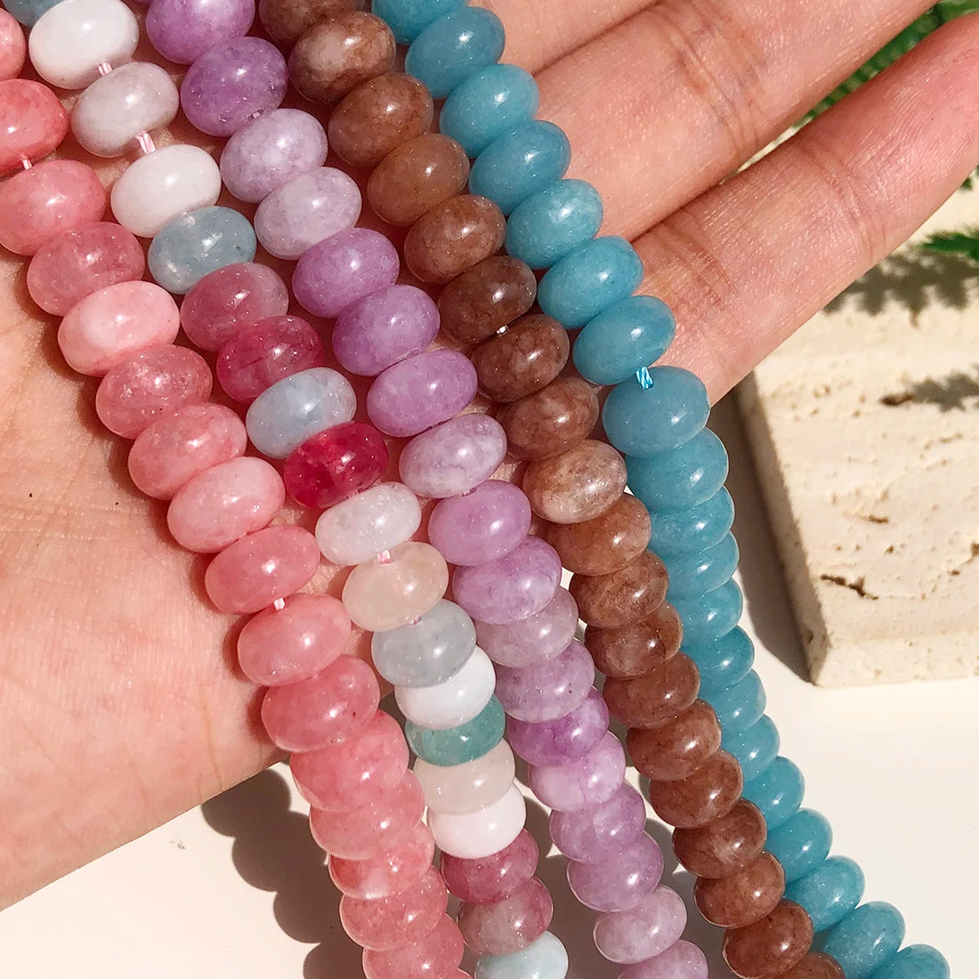 Stone Beads Round Purple Blue Angelite-Style Rondelle for DIY Jewelry Making