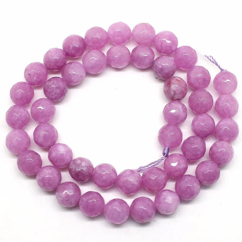 Stone Beads Faceted Pink Blue Chalcedony-Style Jades-Style Agates Round
