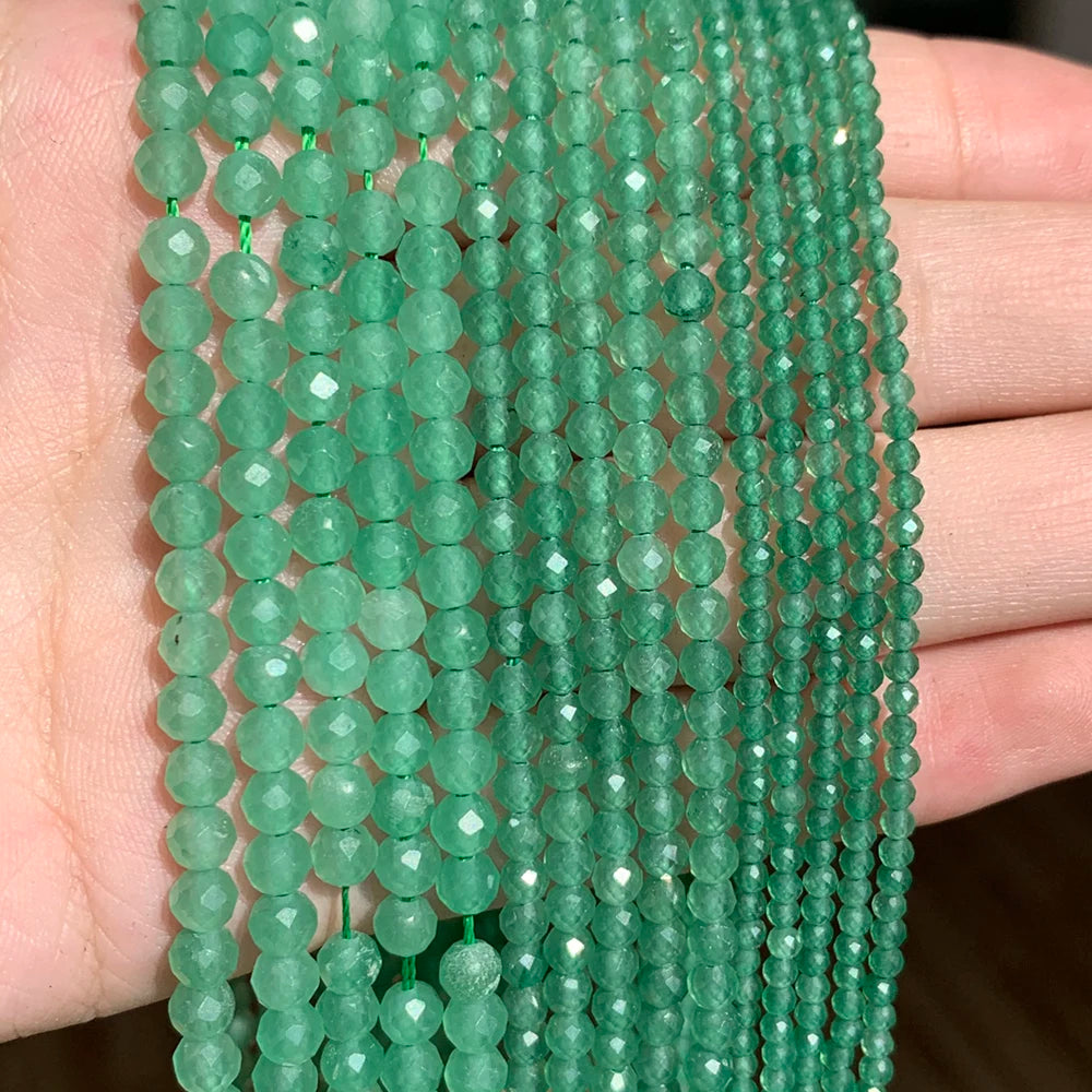 Stone Beads Tiny Faceted Green Aventurine-Style for DIY Jewelry Making