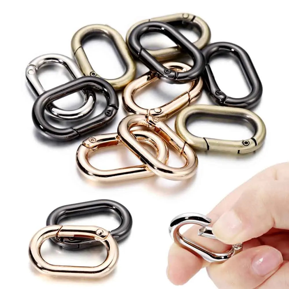Keychain Findings Metal Oval Ring Spring Clasps Openable DIY Jewelry Making