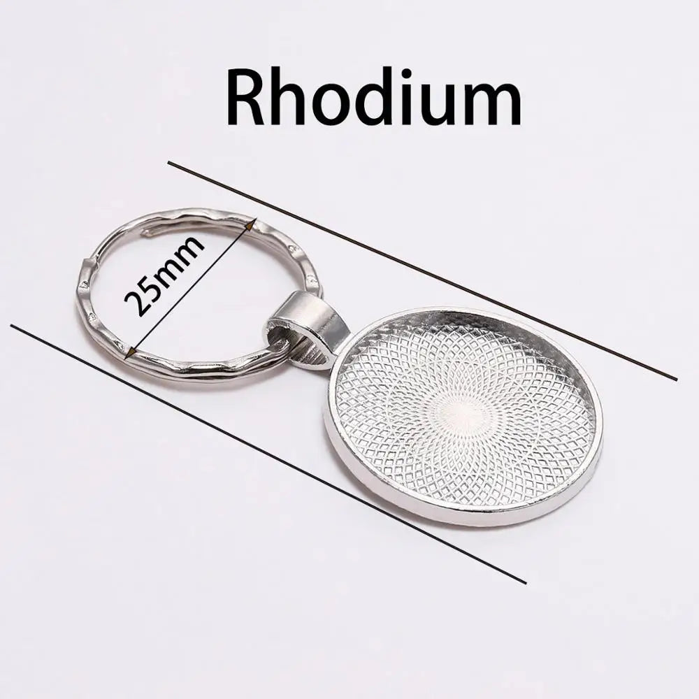 Keyrings Round Gold Color Pendant Bezel Blanks DIY Jewelry Making Craft Supplies