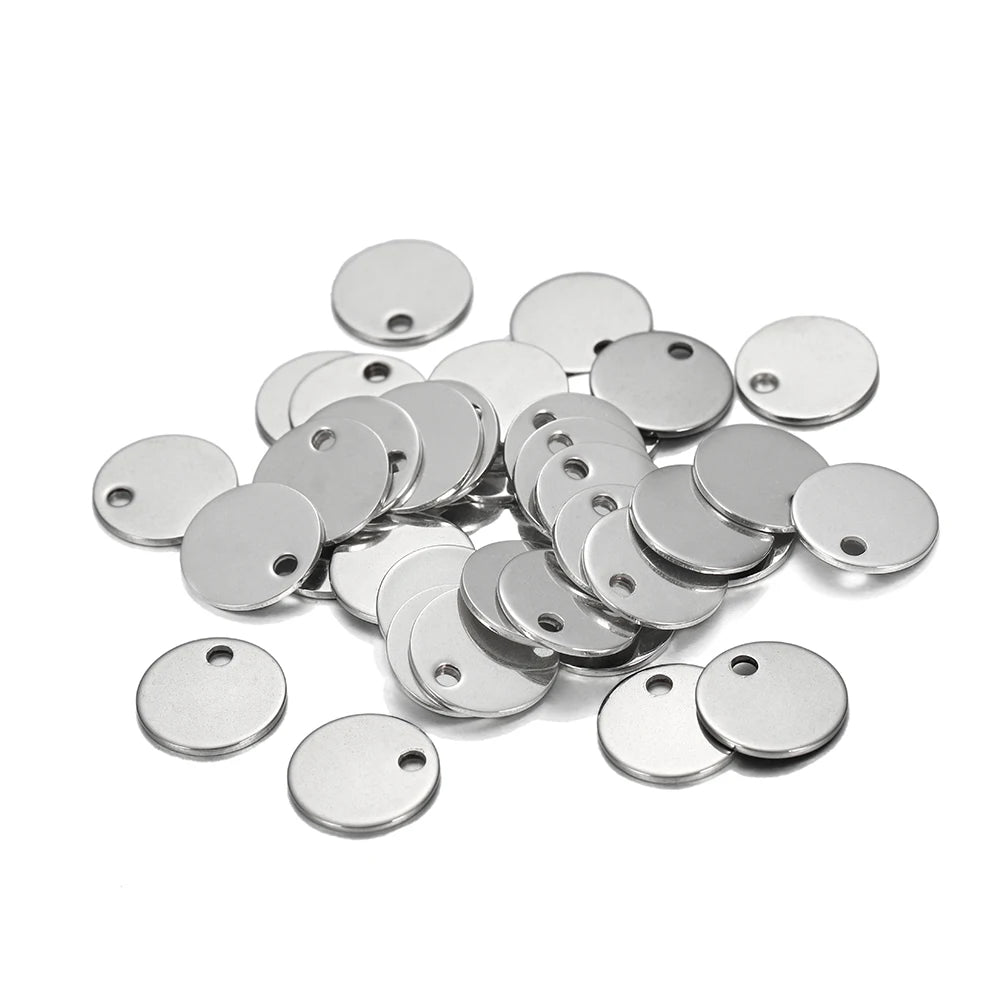 Jewelry Findings Round Stainless Steel Dog Tag Charms Pendants Craft Supplies