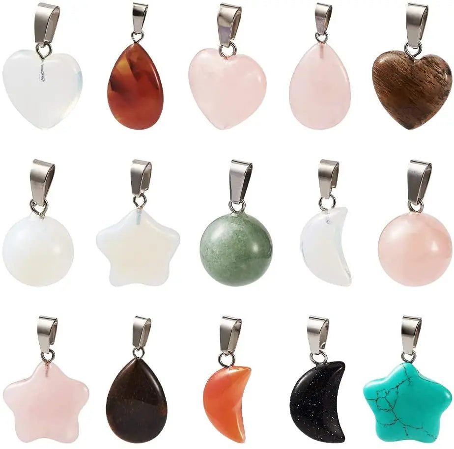 Stone Pendants Water-Drop Mixed Style Charms DIY Jewelry Making Craft Supplies
