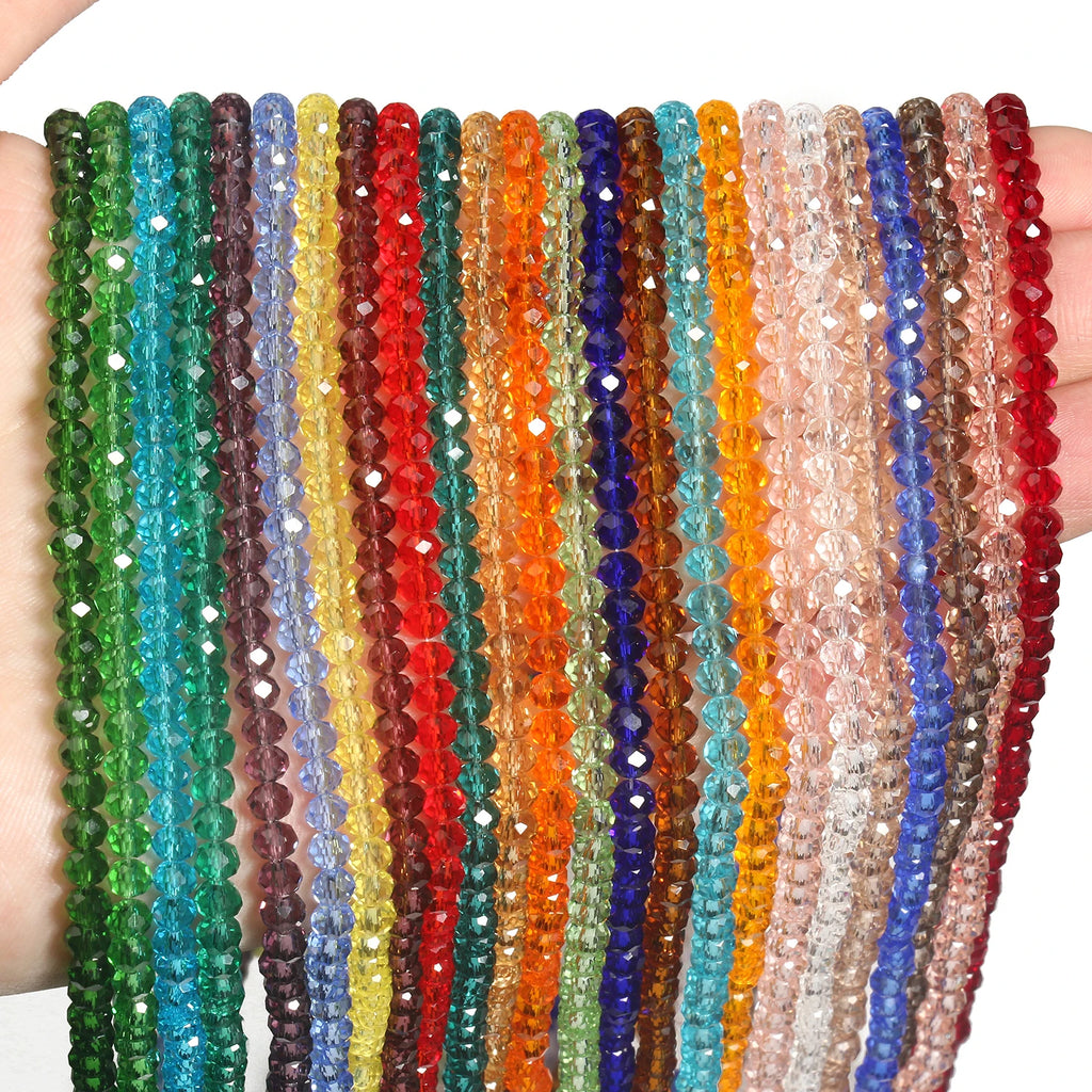 Glass Beads Multicolor Transparent Faceted Oval Shape Crystal Bracelet Supplies