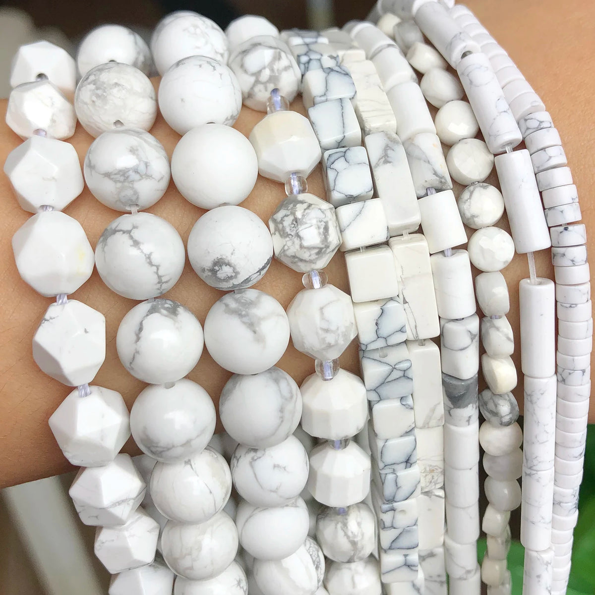 Stone Beads Matte White Howlite-Style Mixed Shapes for DIY Jewelry Making
