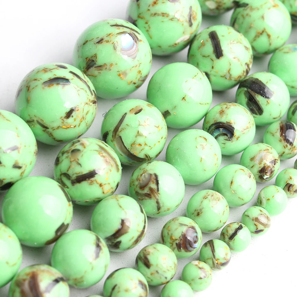 Stone Beads White Howlite-Style Gold-Tone Details for DIY Jewelry Making