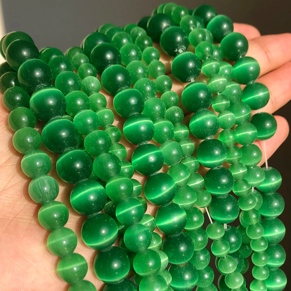 Stone Beads Round Green Agate Jasper Tiger Eye Styles for DIY Jewelry Making