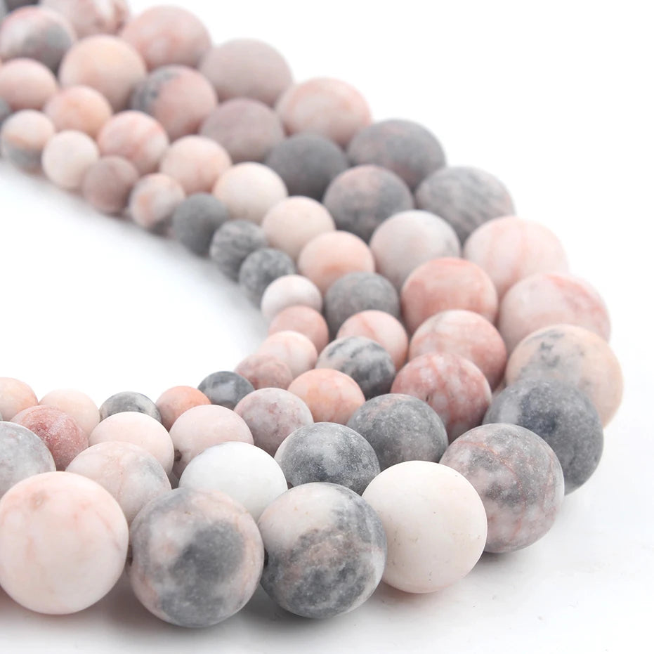 Stone Beads Matte Pink Zebra Jasper Howlite Styles for DIY Jewelry Making