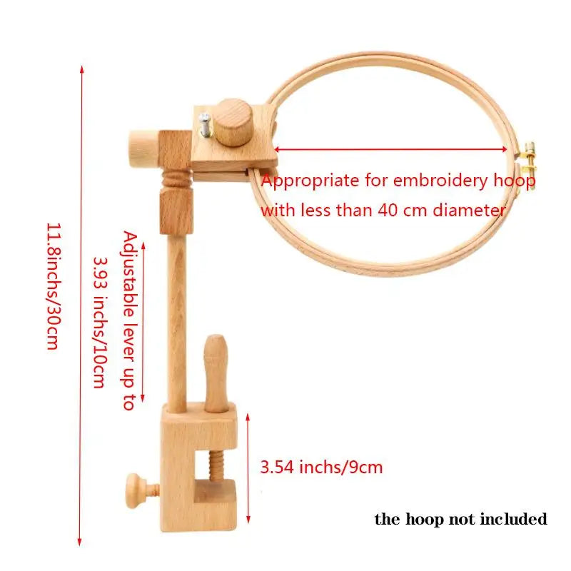 Embroidery Hoop Stand, Rotating Wooden Desktop Rack for Cross-Stitch