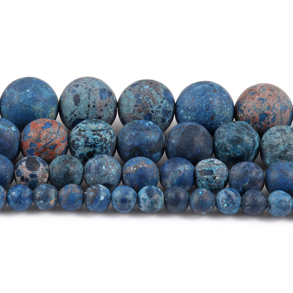 Stone Beads Matte Round Blue Howlite-Style for DIY Jewelry Making Craft Beads