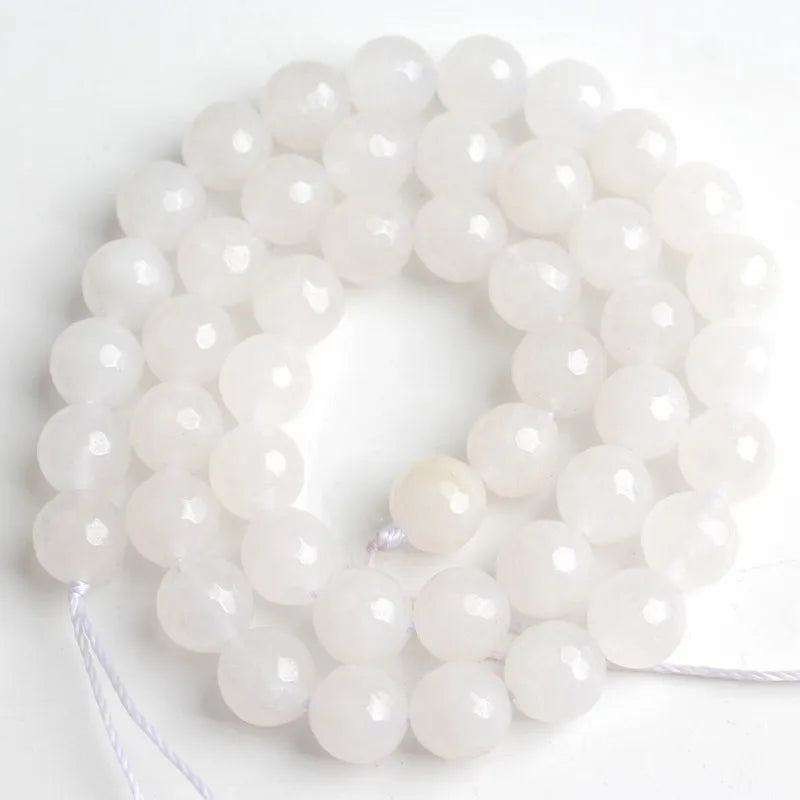 Stone Beads Faceted Pink Blue Chalcedony-Style Jades-Style Agates Round