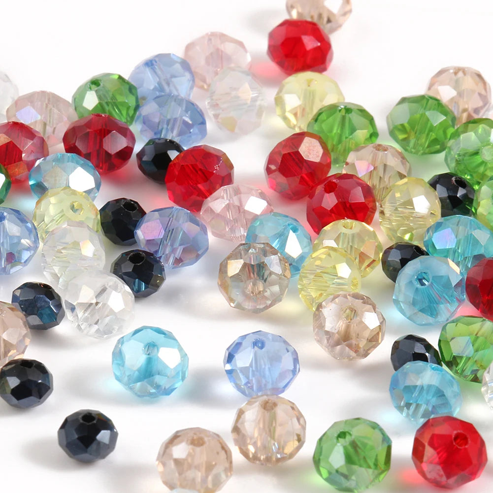Glass Beads Faceted Round Multicolor Crystal-Style for DIY Jewelry Making