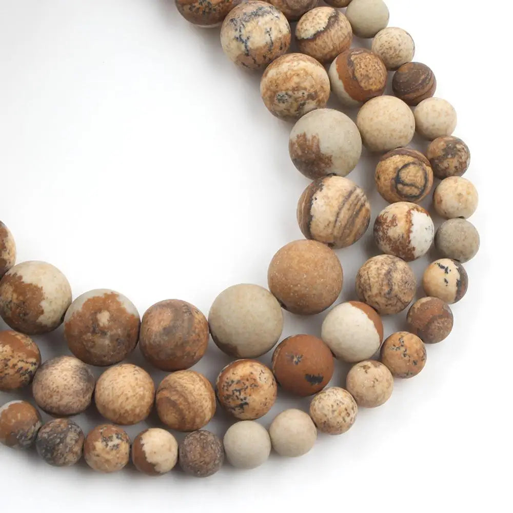 Stone Beads Matte Round Picture Jasper-Style for DIY Jewelry Making Craft Beads