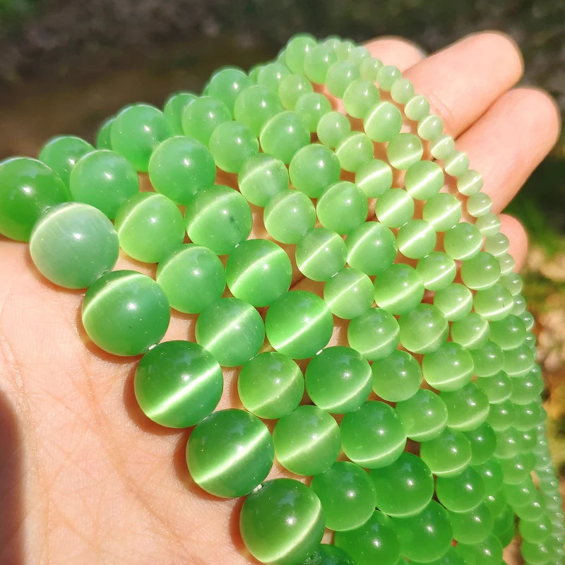 Glass Beads Pink Cat Eye Opal-Style Round for DIY Jewelry Making Craft Beads