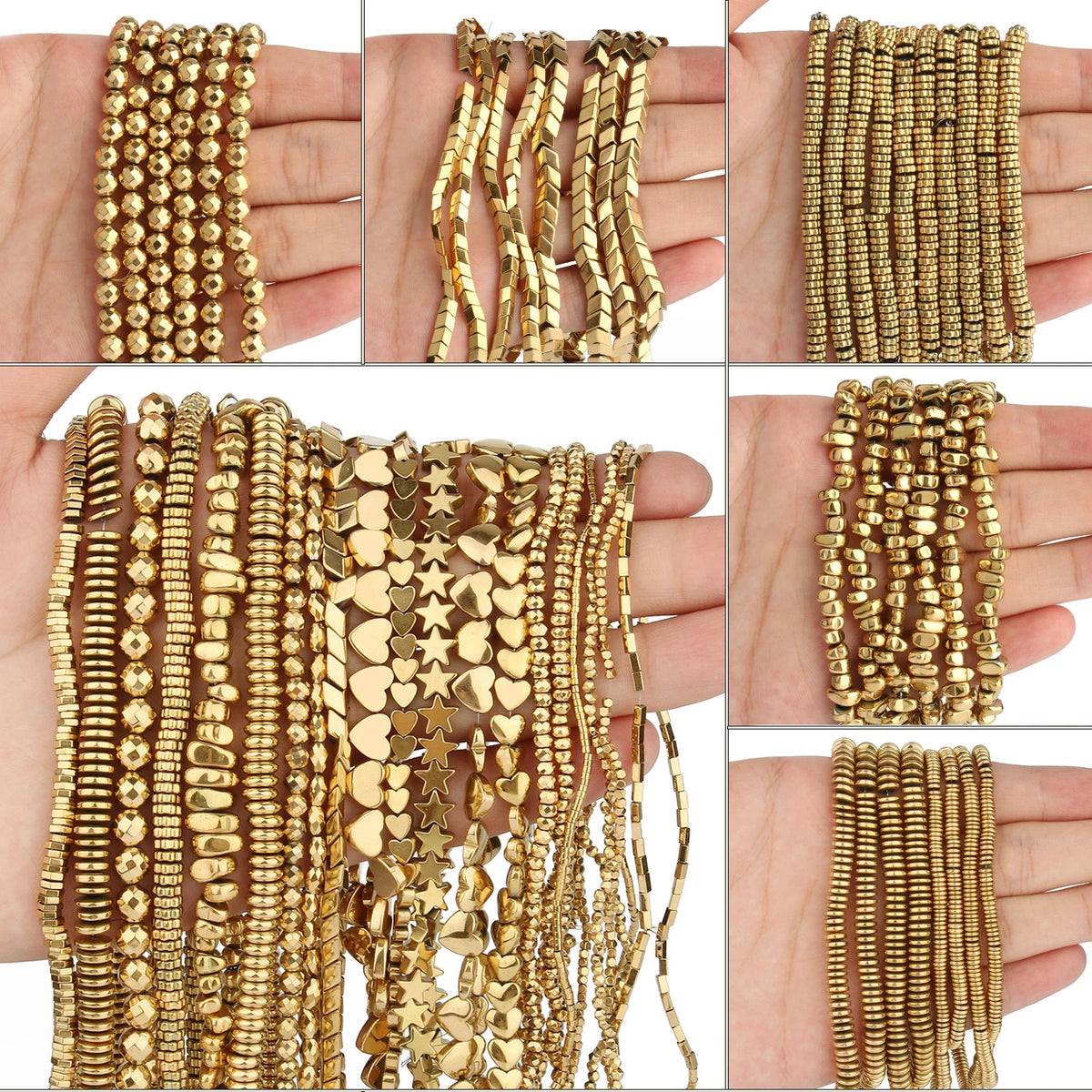 Stone Beads Color Retention Gold-Plated Hematite Heart Flat Round Craft Beads