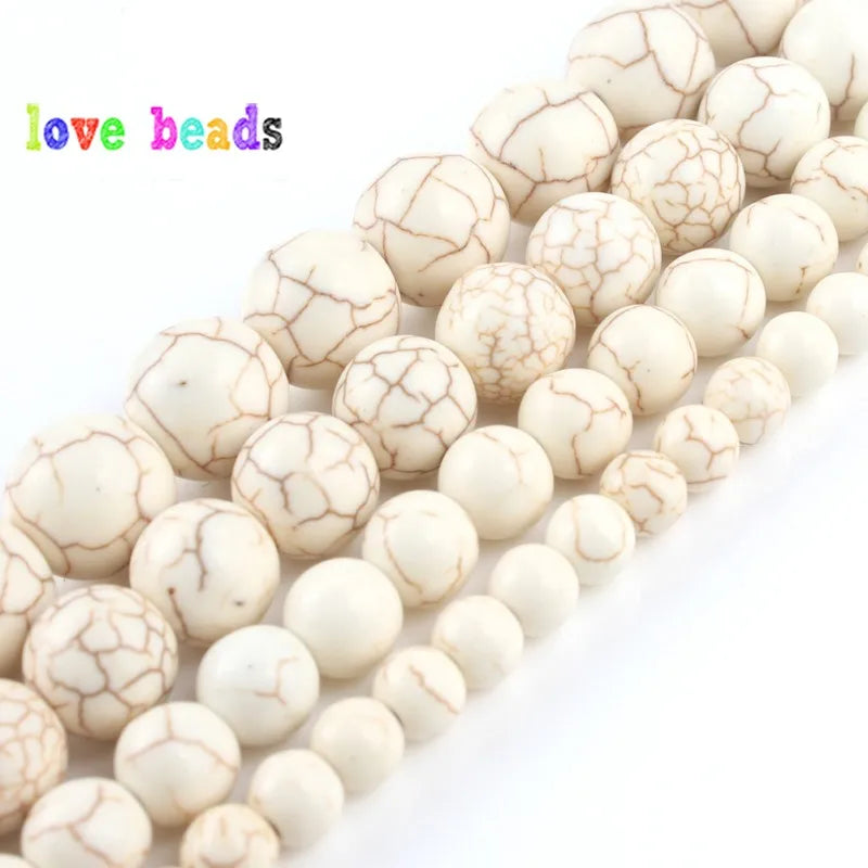 Stone Beads White Howlite-Style Round Spacers for DIY Jewelry Making Craft Beads