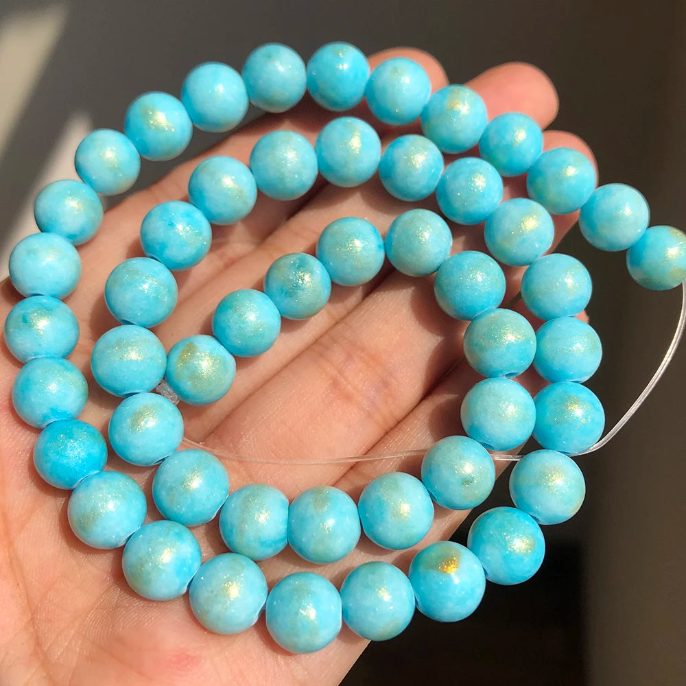 Stone Beads White Howlite-Style Gold-Tone Details for DIY Jewelry Making