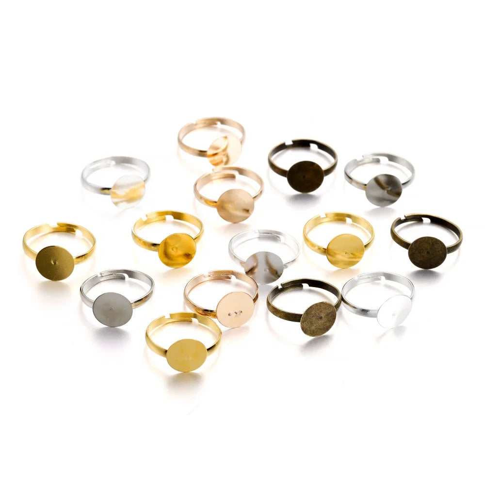 Ring Settings Metal Plating Adjustable Flat Blank Rings Base DIY Jewelry Making