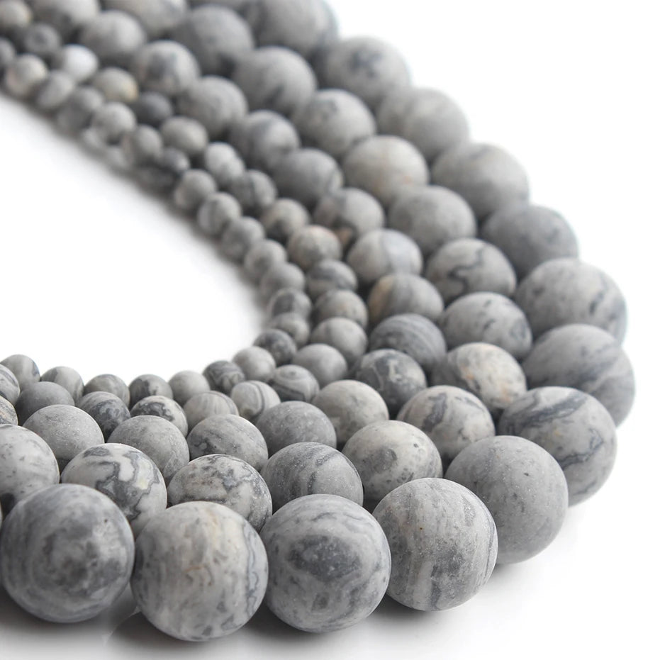 Stone Beads Matte Round Picture Jasper-Style for DIY Jewelry Making Craft Beads