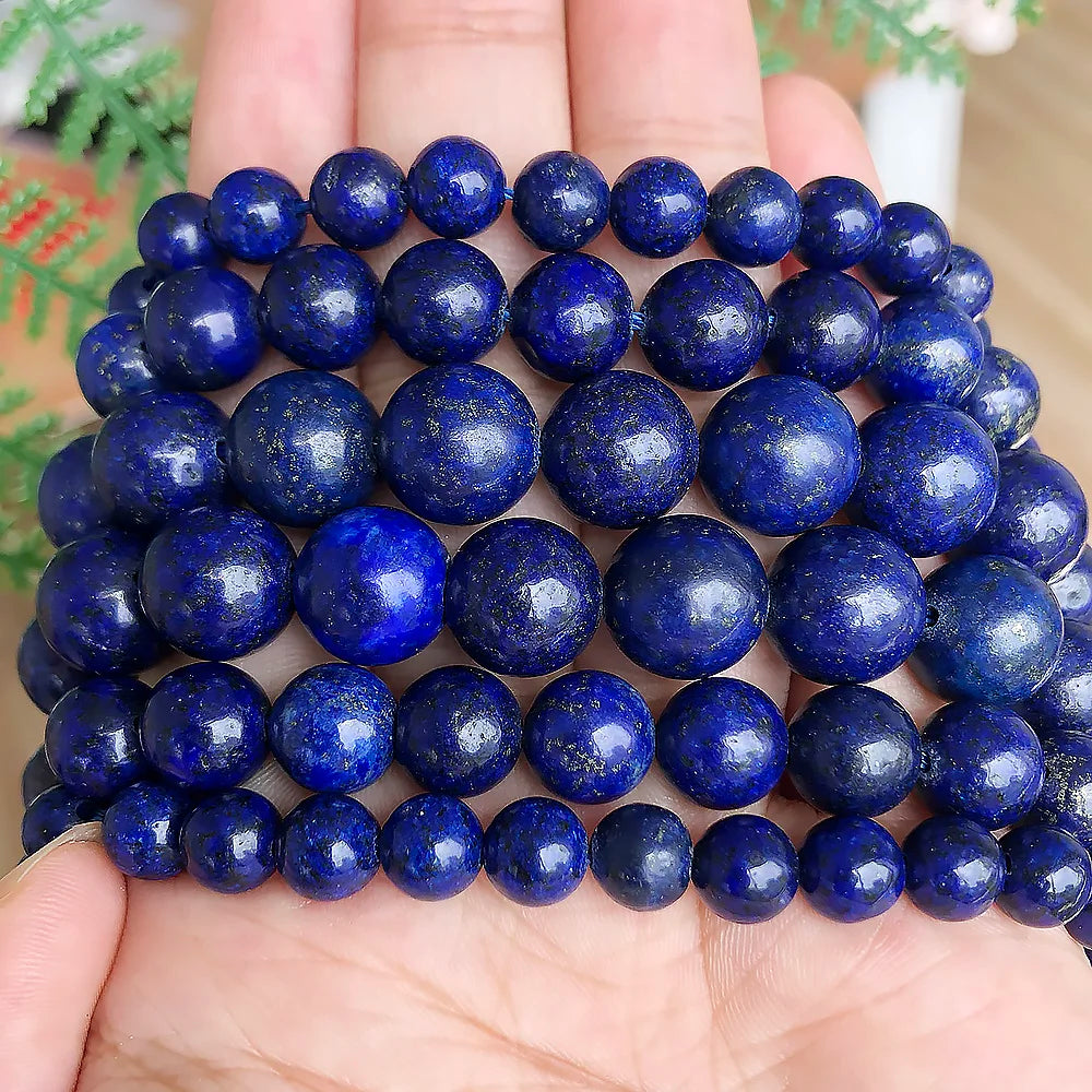 Stone Beads Lapis Lazuli Round Strand Necklace Bracelet-F00078 Bracelet Supplies
