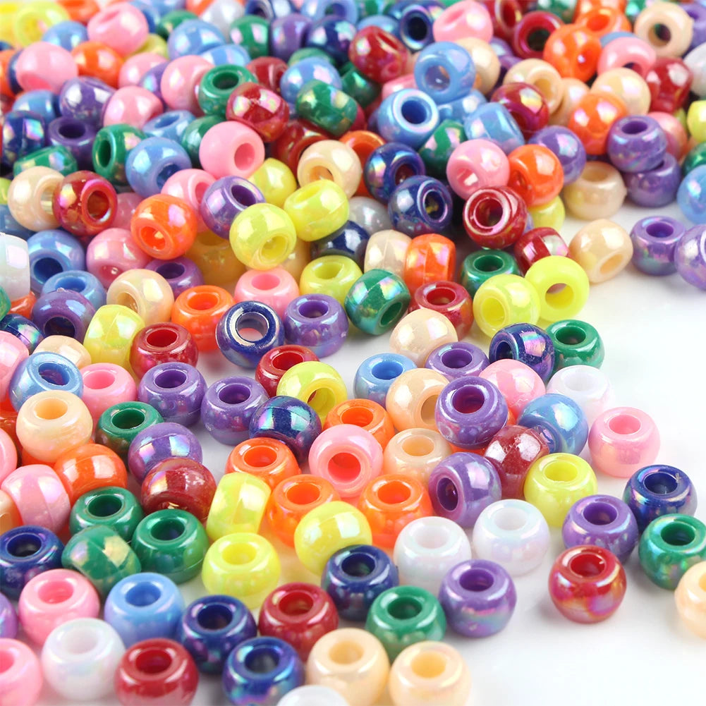 Acrylic Beads Clear Large-Hole Pony Craft Spacers for DIY Jewelry Making