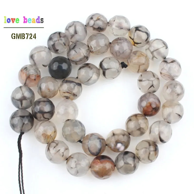 Stone Beads Faceted Pink Blue Chalcedony-Style Jades-Style Agates Round