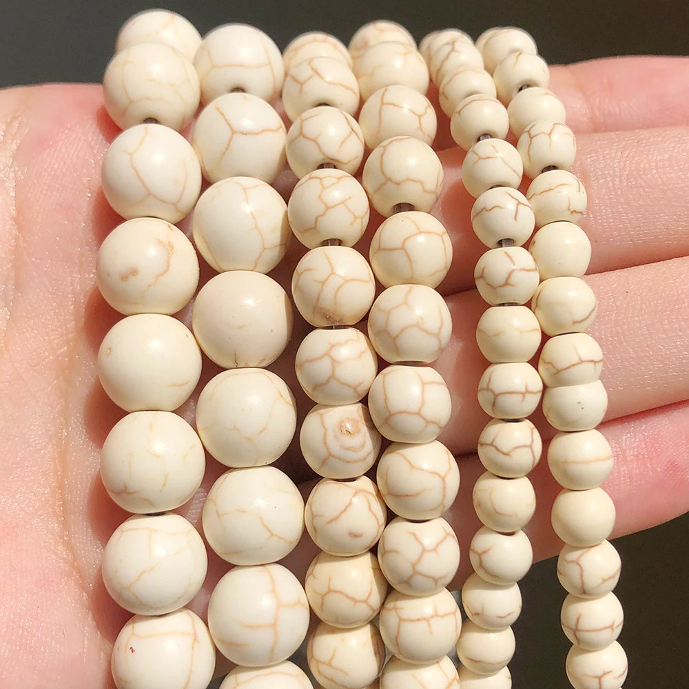 Stone Beads White Howlite-Style Round Spacers for DIY Jewelry Making Craft Beads