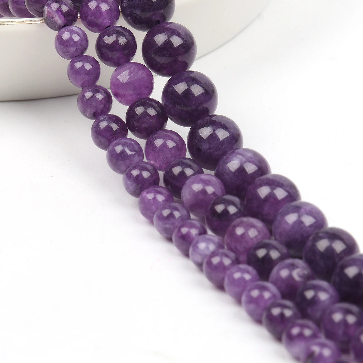 Stone Beads Round Purple Amethyst-Style for DIY Jewelry Making Bracelet Supplies