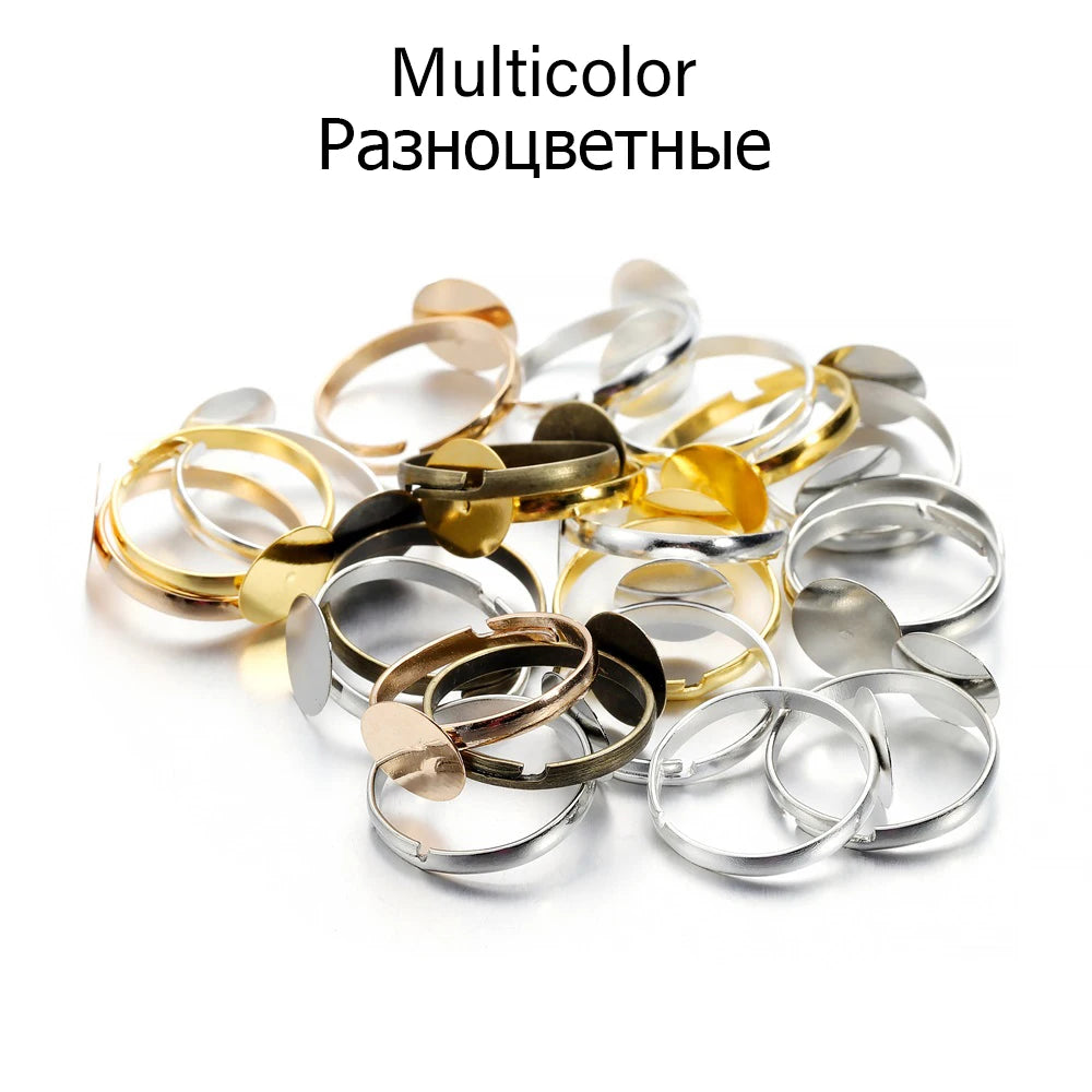 Ring Settings Metal Plating Adjustable Flat Blank Rings Base DIY Jewelry Making