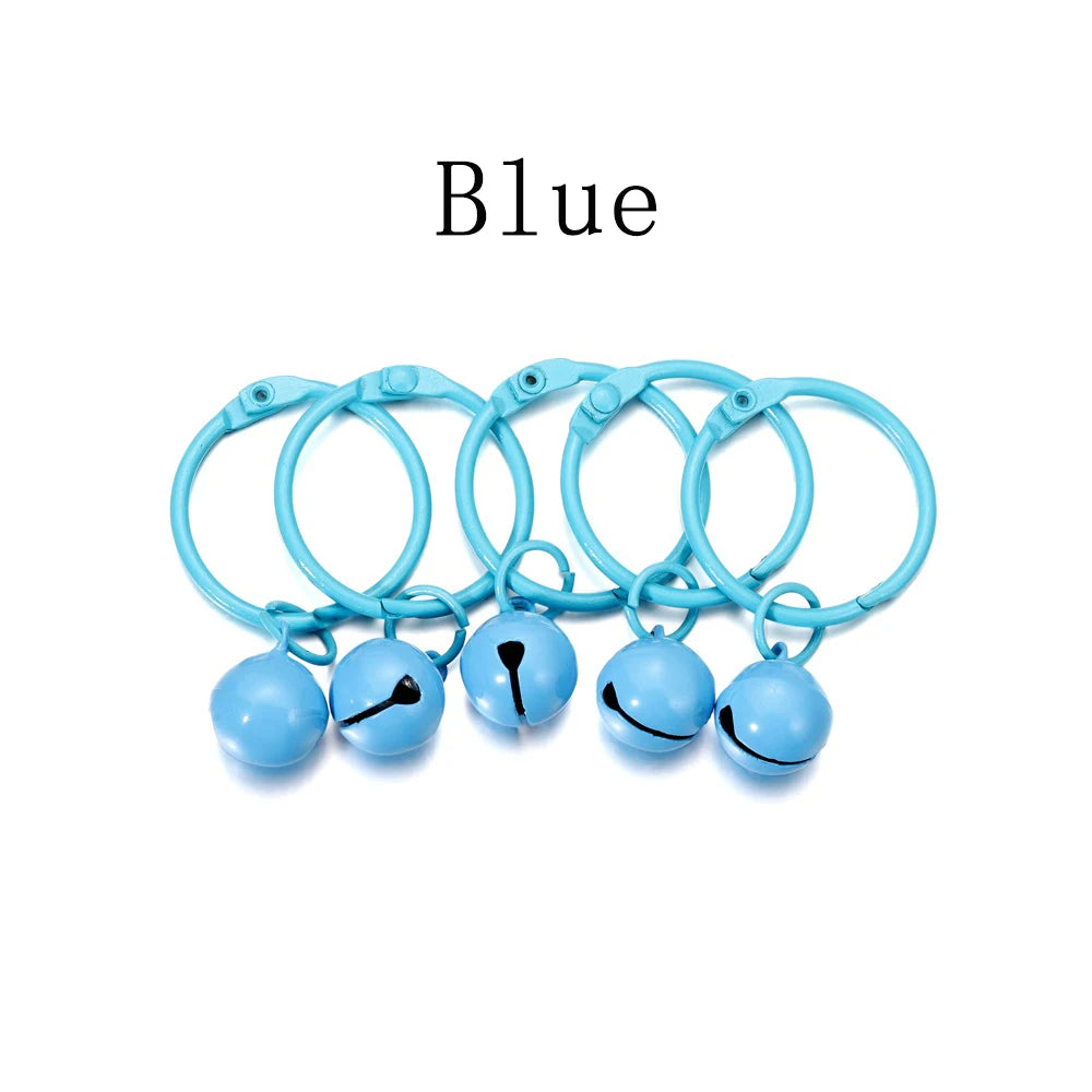 Keychain Findings Colorful Key Rings Circle With Bell Pendant DIY Jewelry Making