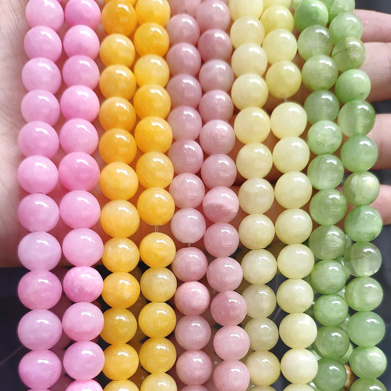 Stone Beads Round Jade Chalcedony Styles for DIY Jewelry Making Craft Beads