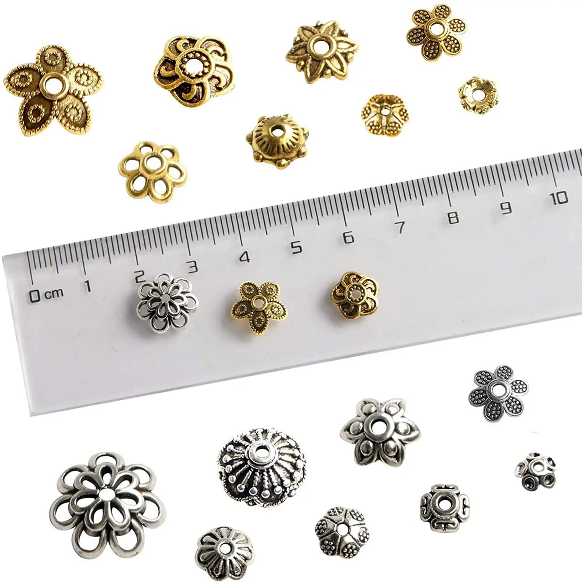 Bead Caps Flower Antique Gold Tibetan Silver Colors DIY Jewelry Making