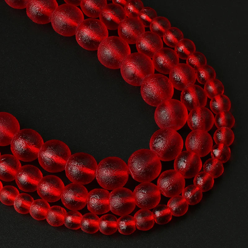 Glass Beads Matte Red Meteorite-Style Round for DIY Jewelry Making Craft Beads