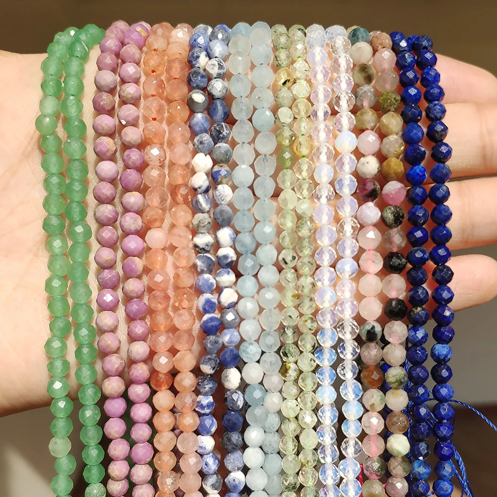 Stone Beads Faceted Emeralds Agates Crystal Gems Tiny Beadwork Bracelet Supplies